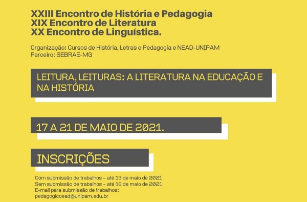 “Leitura, Leituras: A Literatura na Educação e na História” será tema de evento na próxima semana