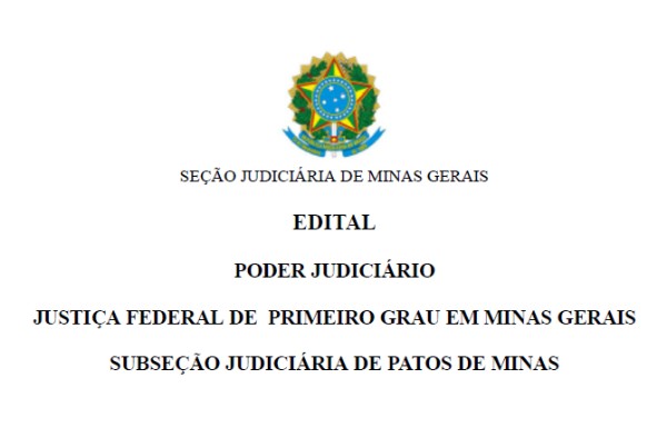 Justiça Federal de Patos de Minas divulga processo seletivo de estágio para estudantes do curso de Direito