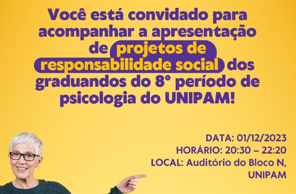 Alunos de Psicologia apresentarão trabalhos voltados à Responsabilidade Social